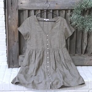 Madewell Linen-Blend Button Front Mini Dress
